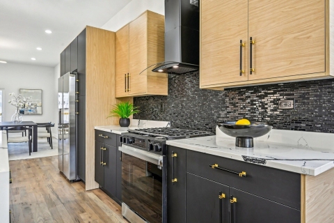 Casting at the First Light and Black Matte PM203  Modern Kitchen Cabinets