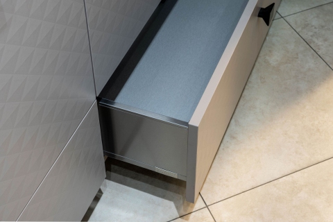Cabinets - Collezione Italiana: Combo 3D Print Texture and Gloss Kristal Beige Modern Melamine Cabinets
