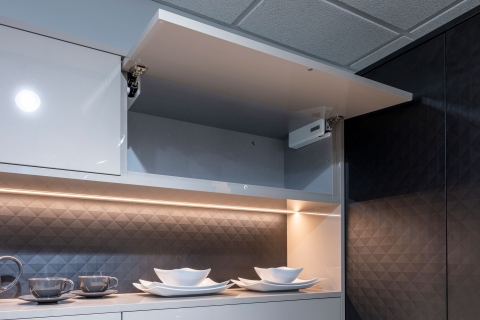 Cabinets - Collezione Italiana: Combo 3D Print Texture and Gloss Kristal Beige Modern Melamine Cabinets