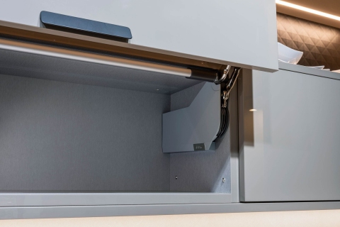 Cabinets - Collezione Italiana: Combo 3D Print Texture and Gloss Kristal Beige Modern Melamine Cabinets