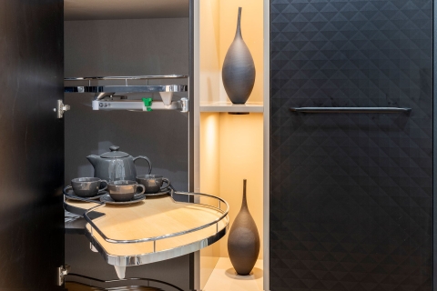 Cabinets - Collezione Italiana: Combo 3D Print Texture and Gloss Kristal Beige Modern Melamine Cabinets