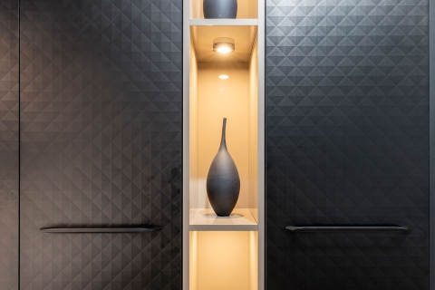 Cabinets - Collezione Italiana: Combo 3D Print Texture and Gloss Kristal Beige Modern Melamine Cabinets
