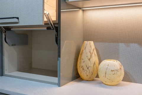 Cabinets - Collezione Italiana: Green Tea + Tuscan Linen + Gloss Kristal Beige Modern Cabinets