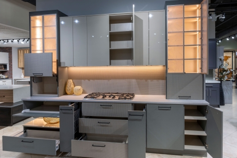 Cabinets - Collezione Italiana: Green Tea + Tuscan Linen + Gloss Kristal Beige Modern Cabinets