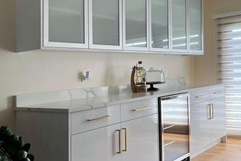Cabinets - Modern Melamine Cabinets with Glass Doors